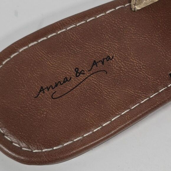 Anna & Ava Faux Leather Sandals Gold Bows Women's Size 9 Brown Romantic Coquette - Picture 7 of 8